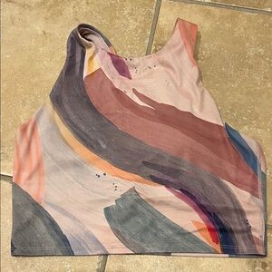 Athleta Conscious A-C Watercolor Brushstroke Racerback Crop Tank Bra Size S